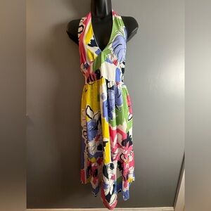 Ophelia Roe Lined Floral Halter Dress Womens Sz L